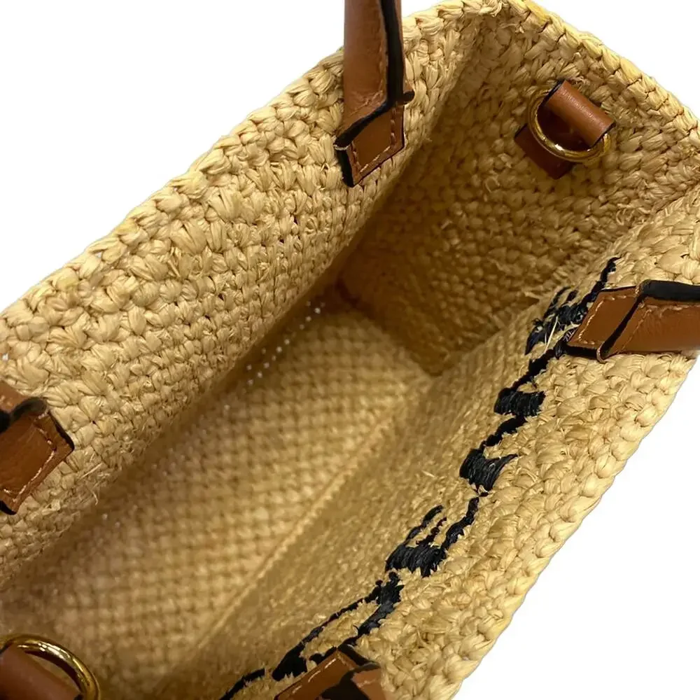 Loewe Standard A5 Handbag A563S30X05 Beige Black Brown Raffia Leather
